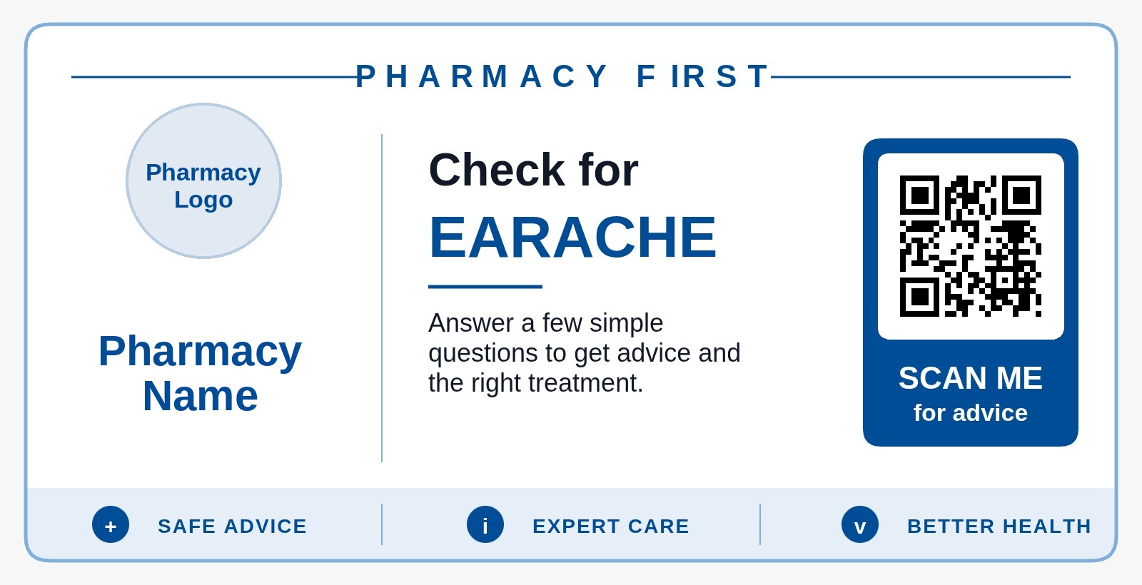 Scan2Care Pharmacy First QR poster for Earache