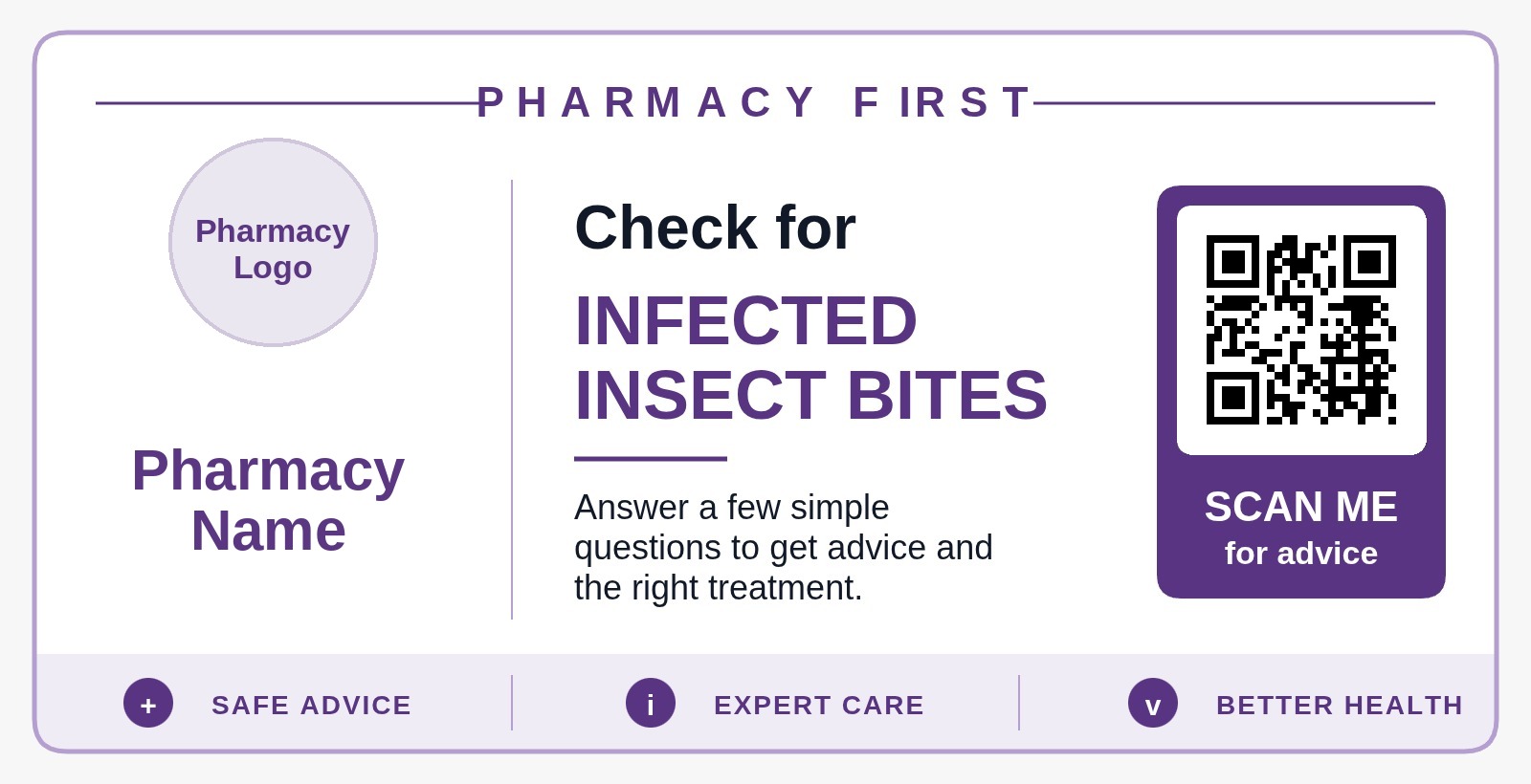 Scan2Care Pharmacy First QR poster for Infected insect bites